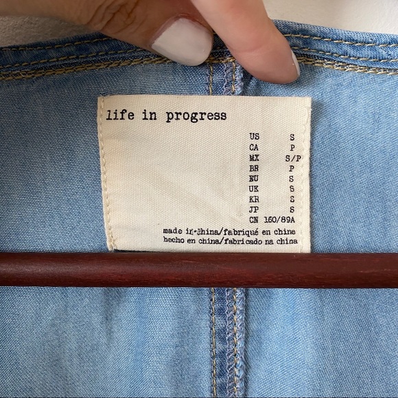 Forever 21 Life Progress Chambray Hooded Jacket S - Picture 6 of 14